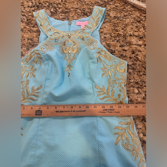 Lilly Pulitzer Tina Stretch sleeves Sheath Dress In Blue Ibiza size 6 - Picture 8 of 8